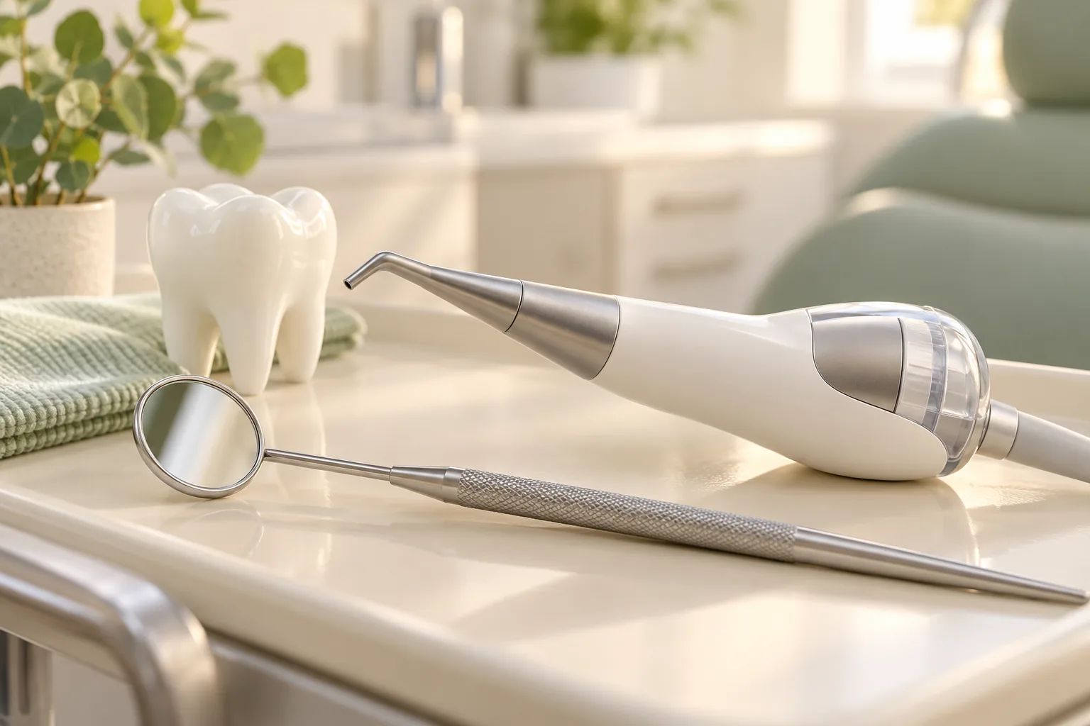 Professional cleaning instruments and tooth model